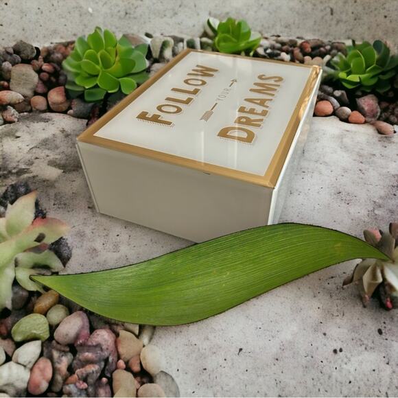 NWOT Follow Your Dreams glass box velvet lined 10” long 8” wide - Picture 2 of 4